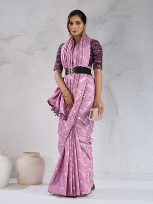 Pbs Prints Printed Bollywood Silk Blend Saree(Purple)