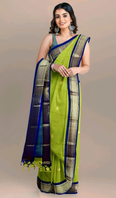 ns collection Woven Bollywood Cotton Silk Saree(Yellow)