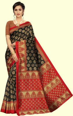 RUNAYA NX Printed Daily Wear Art Silk Saree(Black)