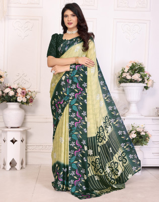 Divastri Printed Bollywood Tussar Silk Saree(Green)