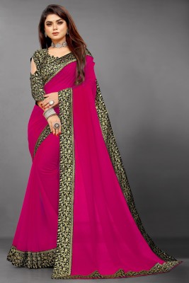 SM TRENDZ Self Design, Dyed Bollywood Art Silk Saree(Pink)