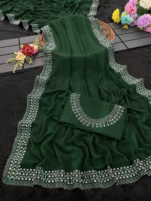 ZOYAL ENTERPRISE Embellished Bollywood Georgette Saree(Green)
