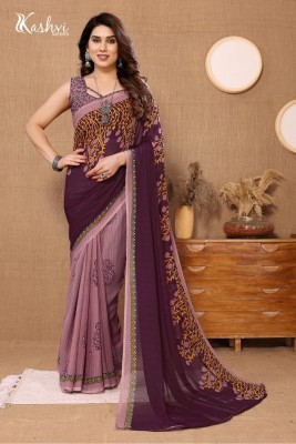 kashvi sarees Paisley, Floral Print Daily Wear Georgette Saree(Brown, Purple)