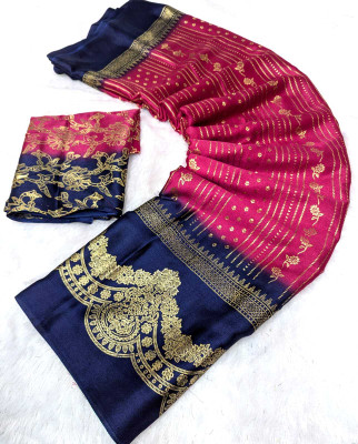 VD PRINTS Printed Leheria Silk Blend Saree(Dark Blue)