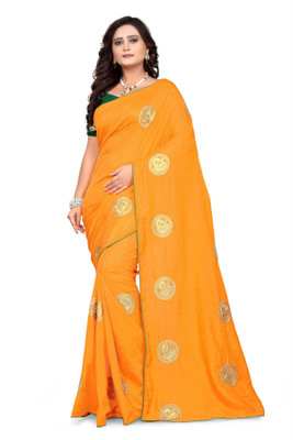 SERONA FABRICS Embroidered Bollywood Silk Blend Saree(Yellow)