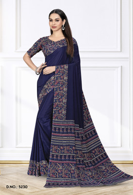 Vimla Printed Daily Wear Crepe Saree(Dark Blue)