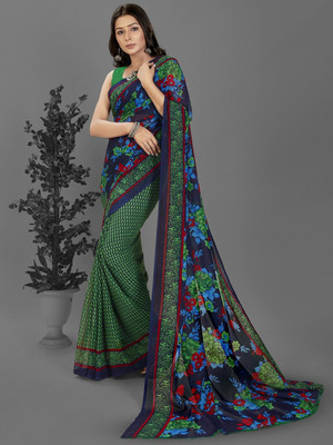 Moda Rapido Printed Daily Wear Georgette Saree(Green)