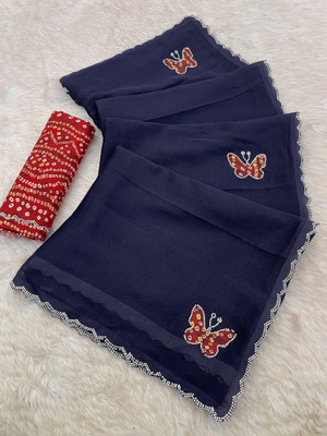 Zariziba Embroidered Bollywood Georgette Saree(Dark Blue)