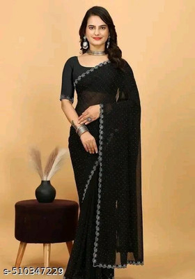 OmSaiImpecs Woven Saree with Attached Blouse Cotton Linen Saree(Black)