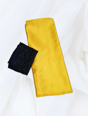 Aruna Sarees Solid/Plain Bollywood Satin Saree(Yellow)
