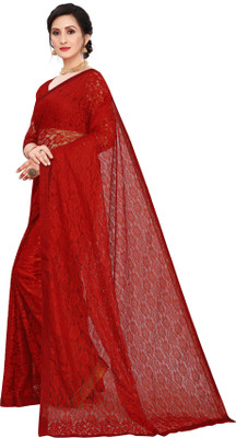 VioProm Floral Print Bollywood Net Saree(Black)