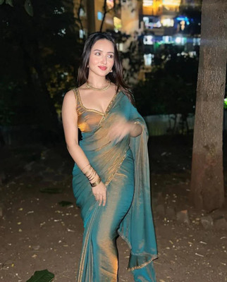 LILIMA Embellished Bollywood Chiffon Saree(Silver)
