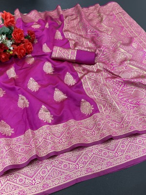 BHUTADA DADA Woven, Checkered Bollywood Cotton Linen, Cotton Silk Saree(Purple)