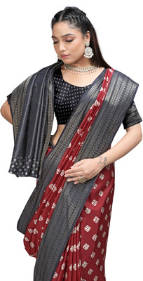 PremVastra Printed Floral Crepe Saree(Maroon)