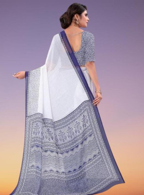 het designer studio Printed Banarasi Georgette Saree(Blue)