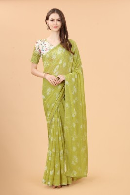 SVB Sarees Printed Bollywood Pure Silk Saree(Green)