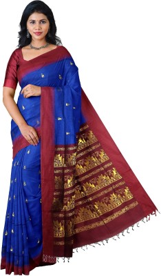 PAL BASTRALAYA Woven Gadwal Cotton Silk Saree(Magenta, Blue)