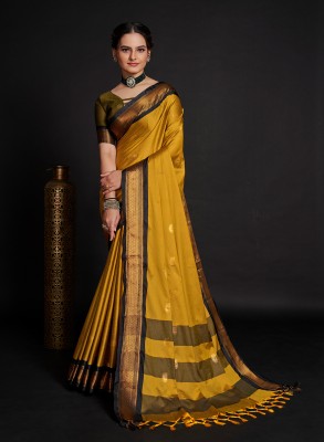 Bermondsey Woven Banarasi Cotton Silk Saree(Yellow)