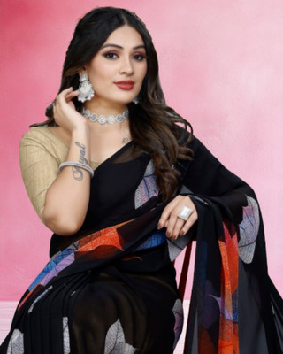 Jayu Dyed Bollywood Georgette Saree(Black)