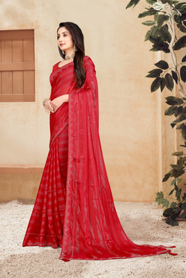 AARTI PRINTS Embellished Daily Wear Georgette Saree(Red)