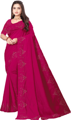 MAYRAAFASHION Embellished Bollywood Art Silk Saree(Pink)