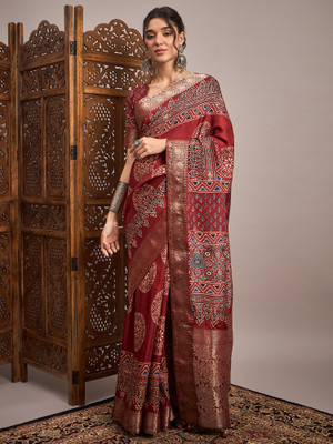 Tasrika Woven Chinnalapattu Viscose Rayon Saree(Maroon)