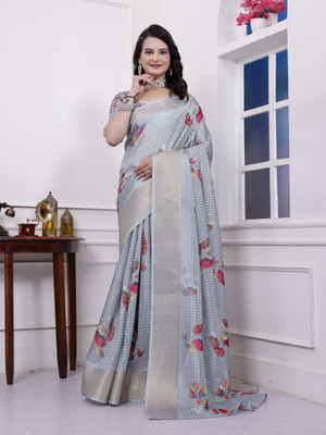 Divastri Embellished Banarasi Dupion Silk Saree(Grey)