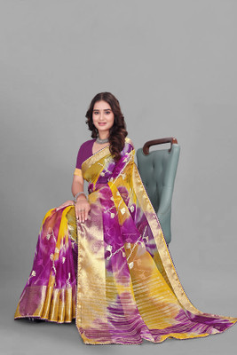 Aarunika MT Solid/Plain Bollywood Organza Saree(Magenta)