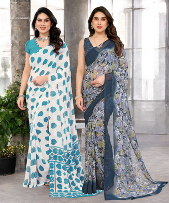Moda Rapido Printed Bollywood Georgette Saree(Pack of 2, Multicolor)