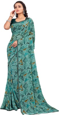 SHREE KRISHNA FASHION PVT LTD Floral Print Bollywood Georgette Saree(Light Blue)