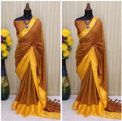 VRINDITA FASHION Woven Daily Wear Jacquard, Cotton Silk Saree(Pack of 2, Mustard)