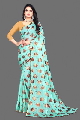 EPRIMPEX Printed Bollywood Lycra Blend Saree(Light Blue)