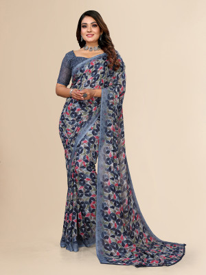 Anand Sarees Paisley, Geometric Print Daily Wear Georgette Saree(Grey)