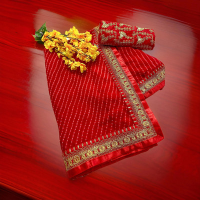 Damru trendz Digital Print Bollywood Georgette Saree(Red)