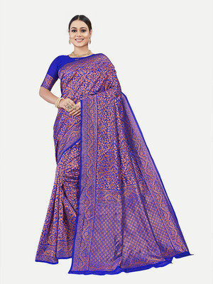 Tavas Woven Kanjivaram Georgette Saree(Blue)