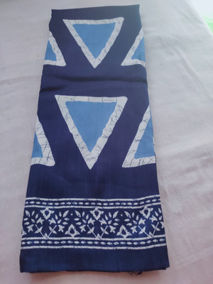 RIDDHI Geometric Print Daily Wear Silk Blend Saree(Blue)
