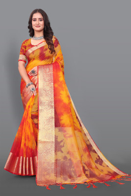 Aarunika AF Printed Bollywood Organza Saree(Multicolor)