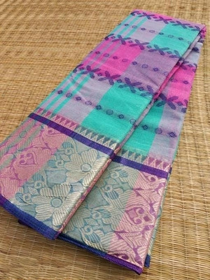 Parbati fashion Printed Tant Pure Cotton Saree(Multicolor)