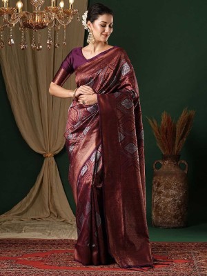 ANOUK Woven Banarasi Silk Blend Saree(Purple)