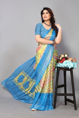 FABMORA Printed, Embellished Bollywood Chiffon, Brasso Saree(Multicolor)