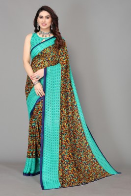 ANIRAV Printed, Digital Print Bollywood Georgette Saree(Green)