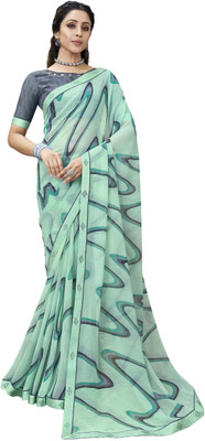 Rukmini by Rajendra Printed Daily Wear Polyester Saree(Green, Blue)