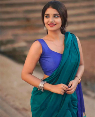 SARADA HANDLOOM Solid/Plain Daily Wear Pure Cotton Saree(Green)