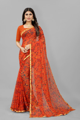 JUMSA Printed Daily Wear Georgette Saree(Orange)