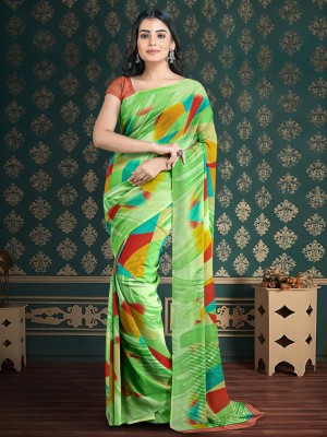 Kalamandir Printed Bollywood Silk Blend Saree(Green)