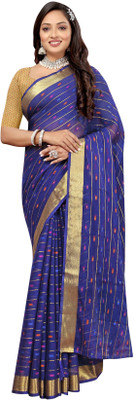 RHEY Woven, Self Design Bollywood Chiffon Saree(Dark Blue)
