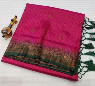 Banaras silk palace Embellished Banarasi Pure Silk Saree(Pink)