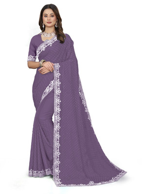 Radheshyam Enterprises Solid/Plain Bollywood Georgette Saree(Purple)