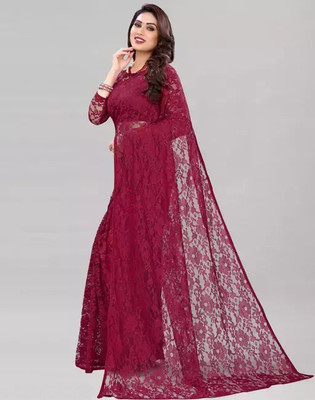 Amavii Embroidered Bollywood Net Saree(Maroon)