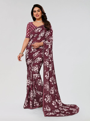 Moda Rapido Printed Bollywood Georgette Saree(Brown)